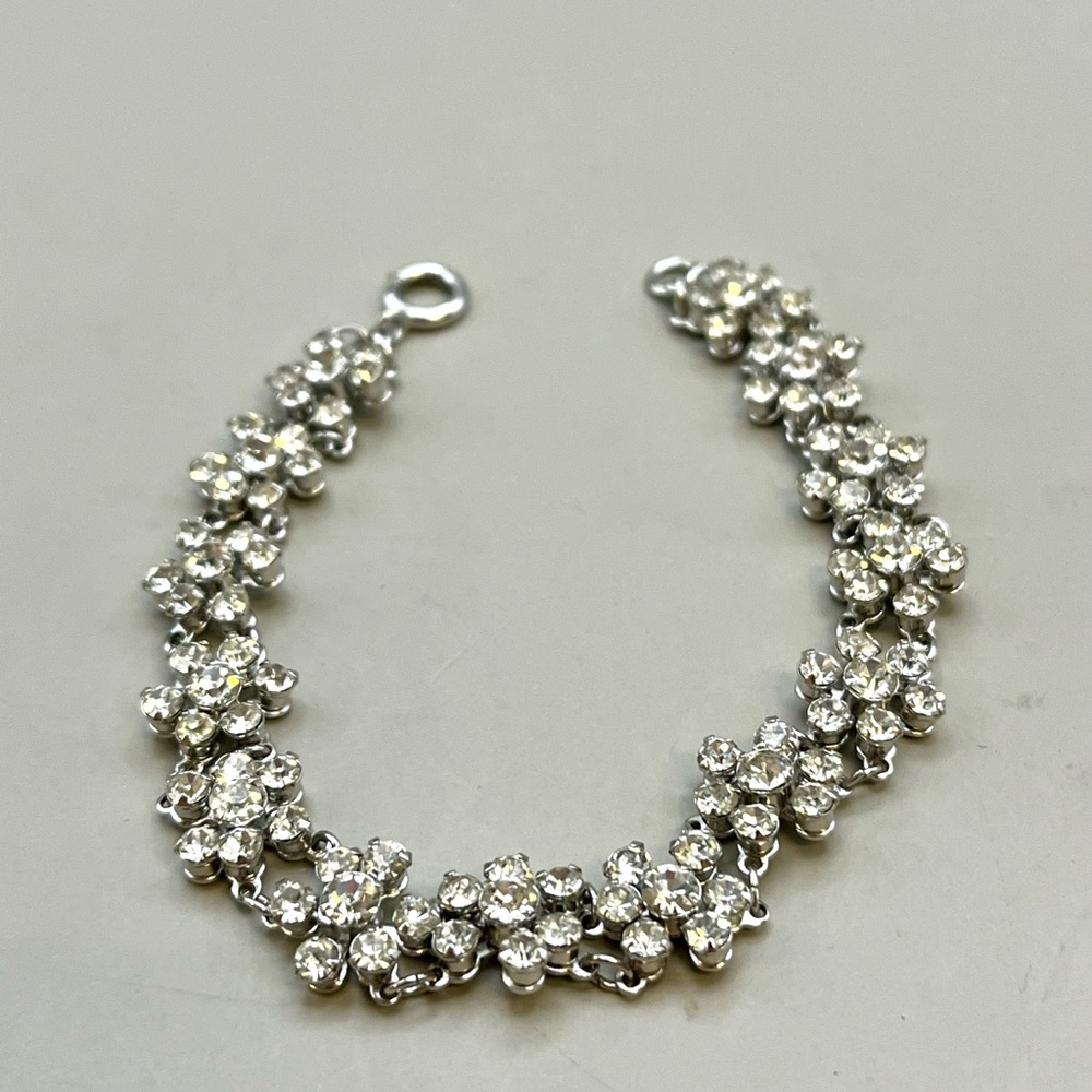 Sophisticated Silver Crystal Cluster Bracelet